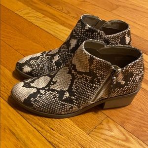 Snakeskin booties